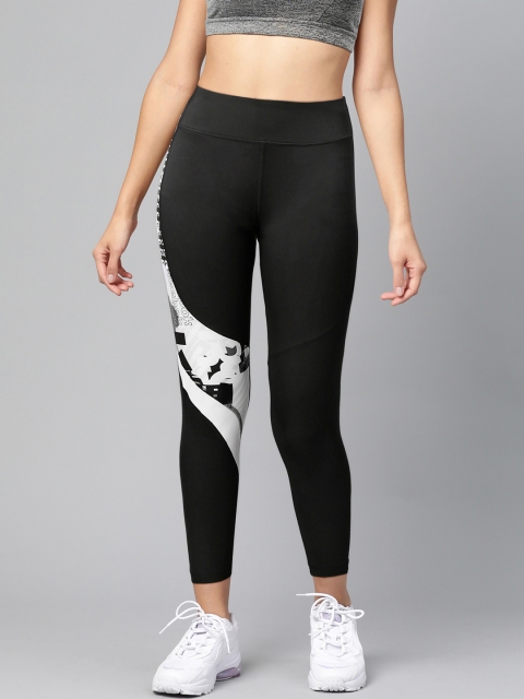 

Reebok Women Black & White Colourblocked WOR Meet You There Tights