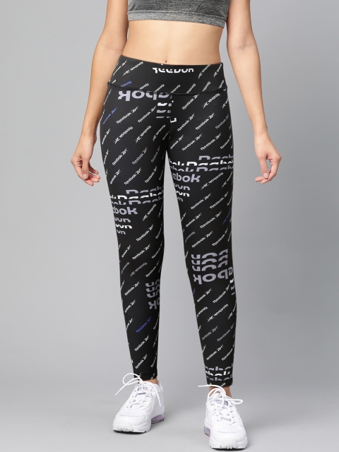 

Reebok Women Black & White Workout Ready All Over Print Tights