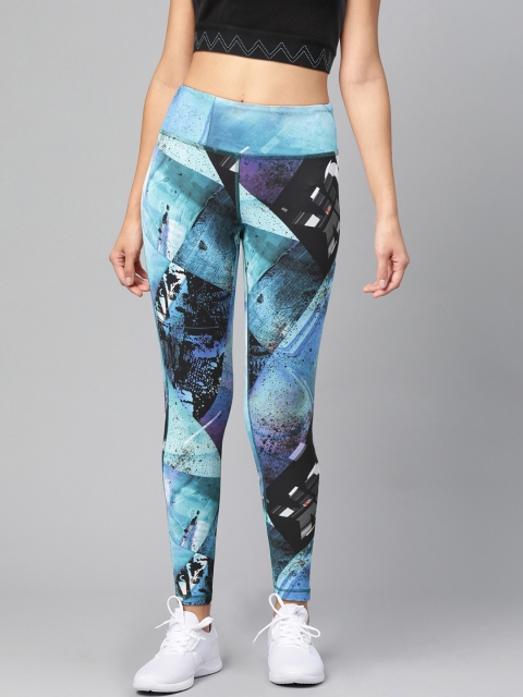 

Reebok Women Blue Supply Lux Bold 2.0 Printed Training Tights