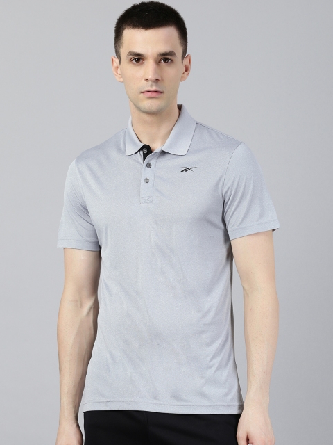 

Reebok Men Grey Slim Fit Grindle Polo Solid Training T-Shirt