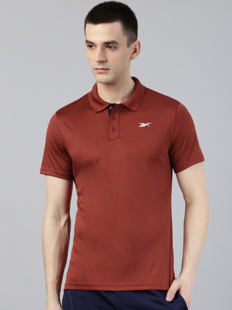

Reebok Men Maroon Solid Slim Fit Foundation Performance Polo Training T-Shirt
