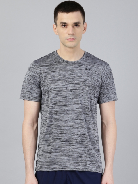 

Reebok Men Grey Grindle Effect Self-Design Round Neck T-shirt