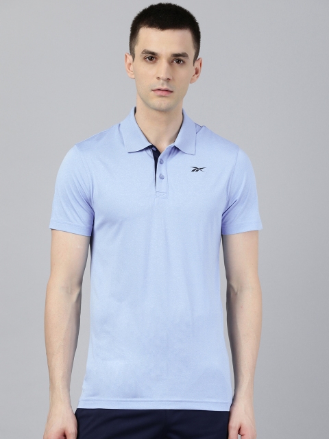 

Reebok Men Blue Solid Slim Fit Polo Collar Training T-shirt