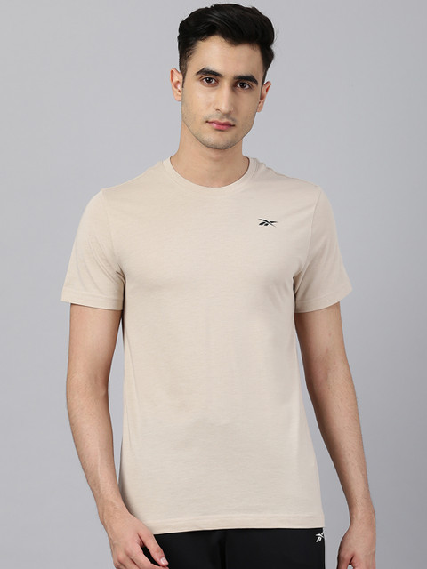 

Reebok Men Beige Foundation Slim Fit Training Solid Jersey