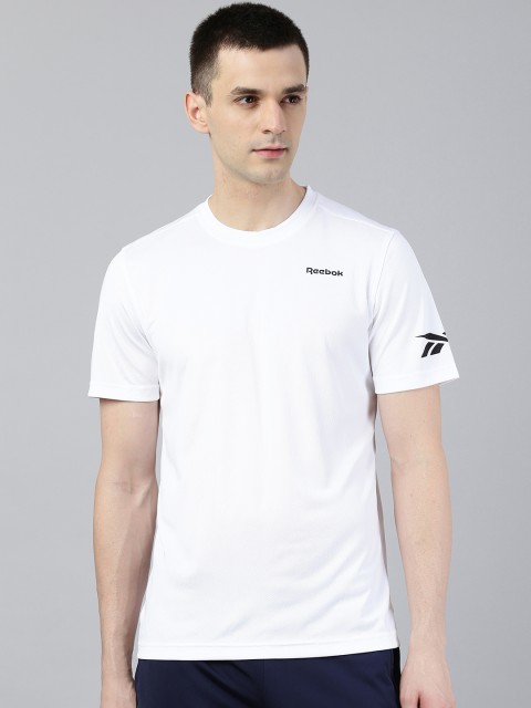 

Reebok Men White Solid Foundation Mesh Training T-shirt
