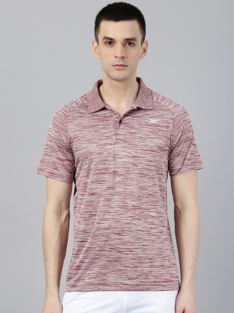 

Reebok Men Maroon CT Polo Collar Training T-shirt With Grindle Effect