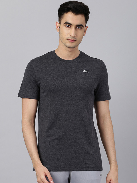 

Reebok Men Black Foundation Slim Fit Training Solid Jersey