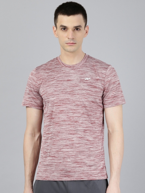 

Reebok Men Maroon & White Self Design CT Training T-shirt