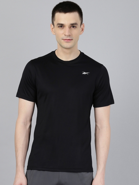 

Reebok Men Black Solid Slim Fit Foundation Poly Training T-shirt