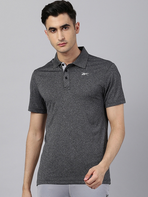 

Reebok Men Charcoal Grey Grindle Slim Fit Training Solid Polo T-Shirt