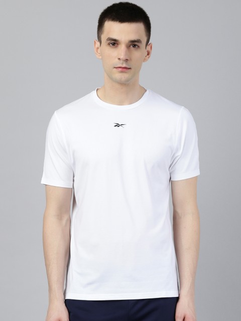 

Reebok Men White Solid Slim Fit Smartvent Training T-shirt