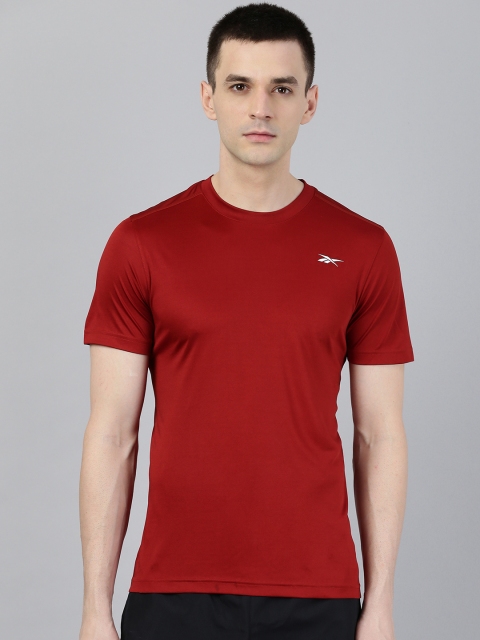 

Reebok Men Maroon Solid Slim Fit Foundation Poly Training T-shirt