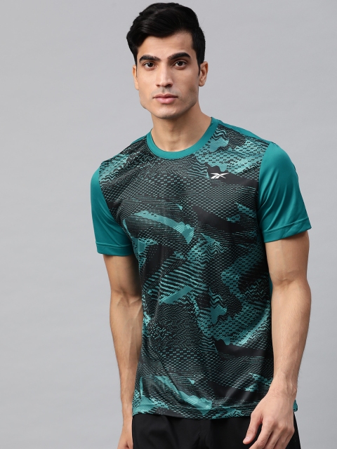 

Reebok Men Green & Black Tech Graphic Print Training T-Shirt
