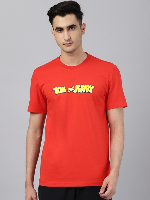 

Reebok Classic Unisex Red Yellow Tom Jerry Printed Pure Cotton T-shirt