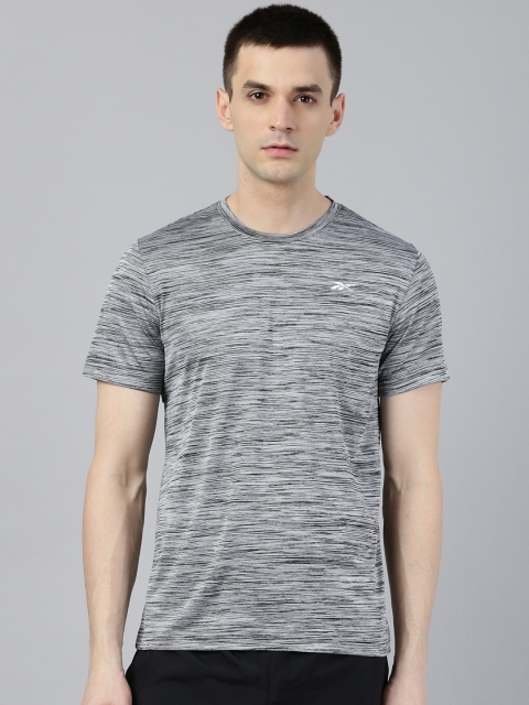 

Reebok Men Grey & Black Ct Self-Design Training T-Shirt