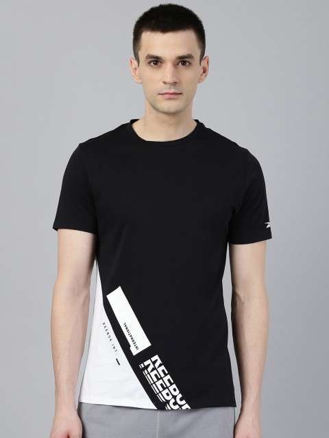

Reebok Men Black & White Archive Evolution Q1 Slim Fit Colourblocked Training T-Shirt