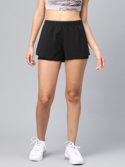 

Reebok Women Black Running Essentials 2-1 Regular Fit Solid Shorts