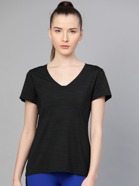 

Reebok Women Black Supply Activchill Athletic Self Design Training T-Shirt