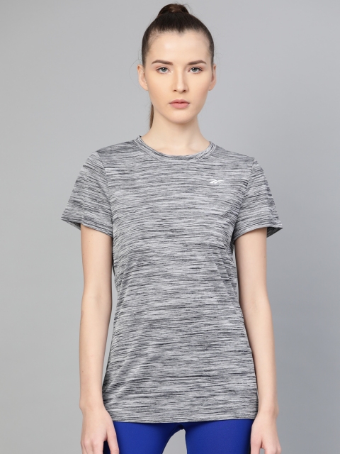 

Reebok Women Grey & Black Self-Design CT Training T-shirt