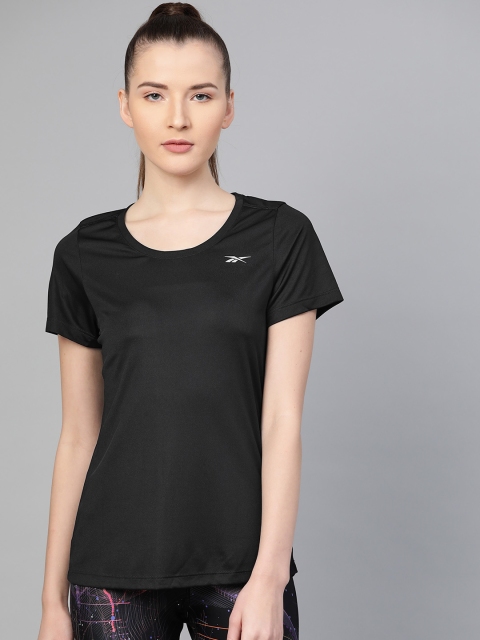 

Reebok Women Black Solid Running T-shirt