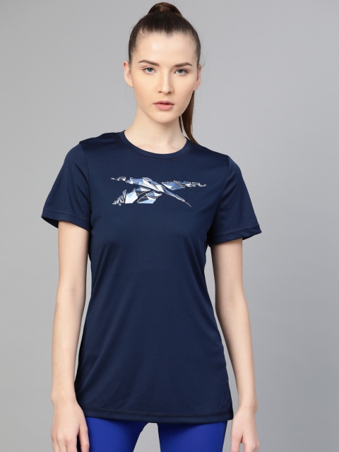 

Reebok Women Navy Prime Graphic Print Training T-shirt, Navy blue