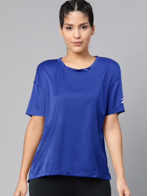 

Reebok Women Blue Commercial Solid Training T-Shirt