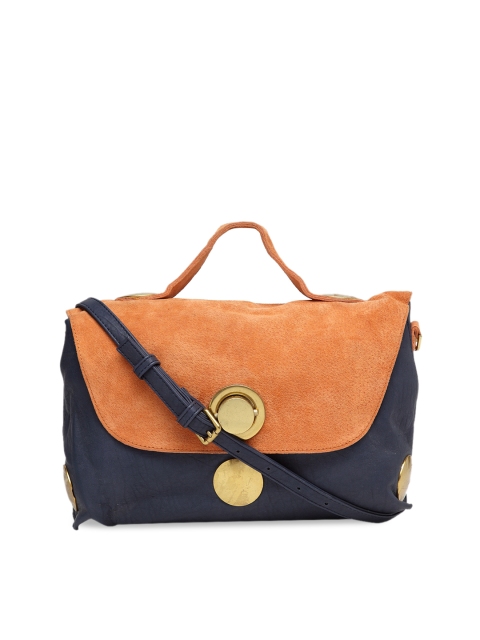 

Ladida Orange & Navy Blue Colourblocked Satchel With Pouch