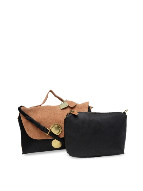 

Ladida Beige & Black Colourblocked Handheld Bag