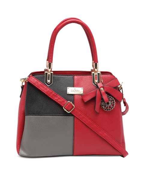 

Ladida Maroon & Grey Colourblocked Handheld Bag