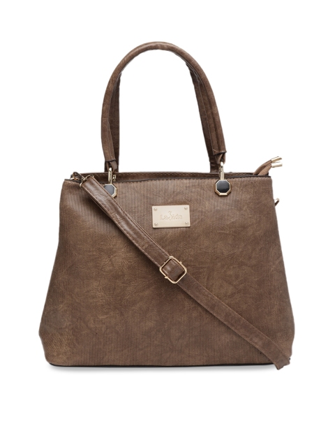 

Ladida Coffee Brown Textured Handheld Bag
