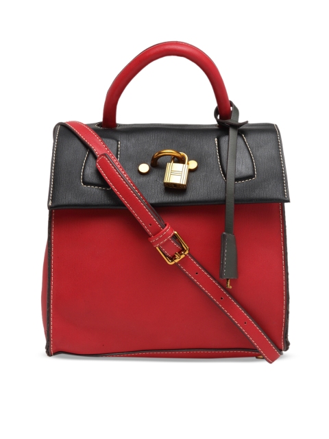 

Ladida Red & Black Colourblocked Handheld Bag