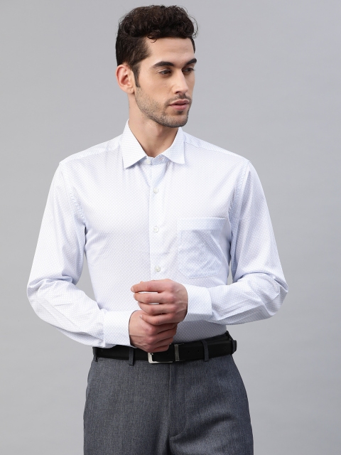

Louis Philippe Men White & Blue Regular Milano Fit Printed Formal Shirt