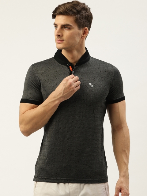 

Duke Men Charcoal Grey Striped Regular Fit Polo Collar T-shirt