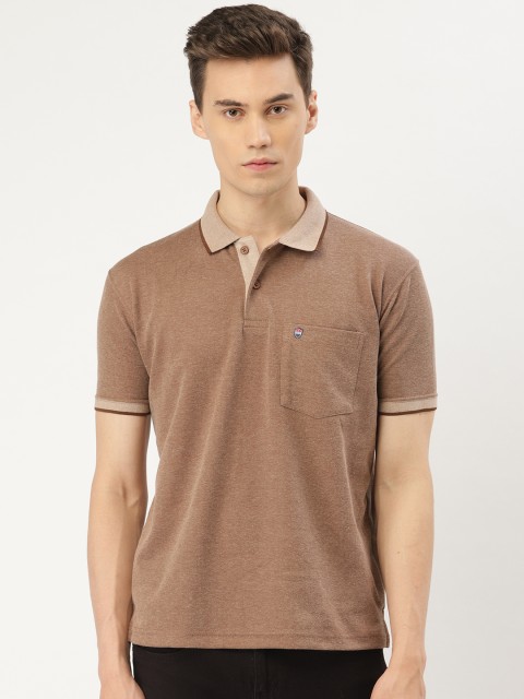 

Duke Men Brown Solid Polo Collar T-shirt