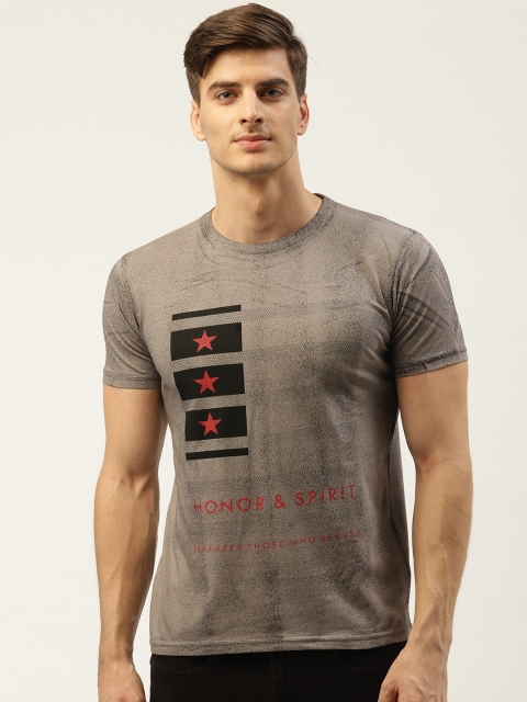 

Duke Men Grey & Black Printed Smart Fit Round Neck T-shirt