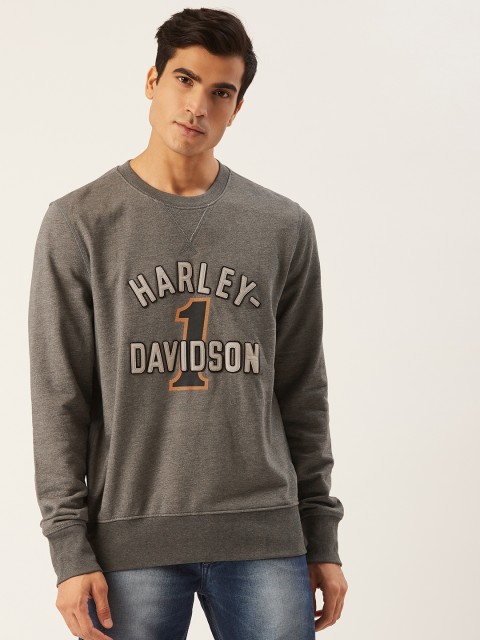 

Harley-Davidson Men Grey & Off-White Self Design Sweatshirt