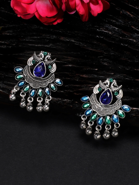 

Rubans Blue Silver-Plated Handcrafted Oxidised Classic Drop Earrings