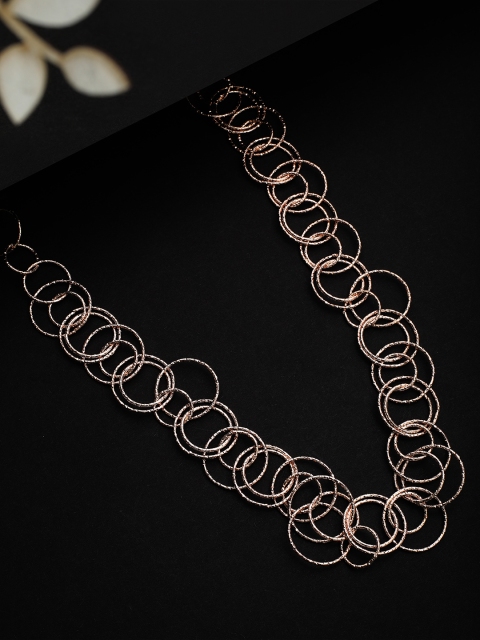 

Rubans Rose Gold Plated Handcrafted Inter linked Long Necklace
