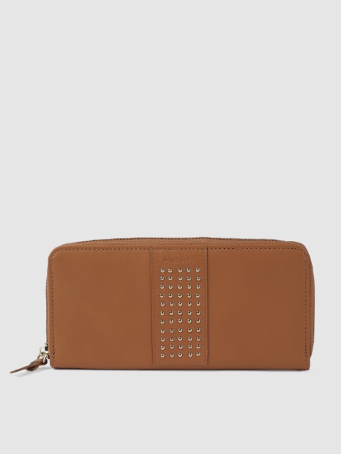 

Allen Solly Women Tan Brown Studded Zip Around Wallet