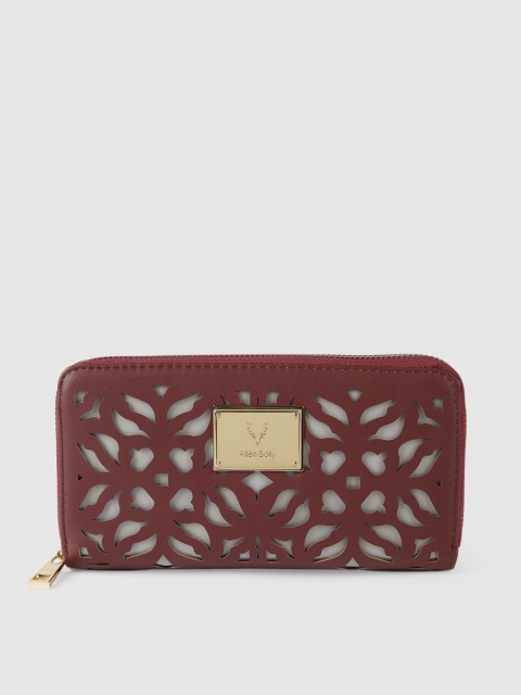 

Allen Solly Women Burgundy Textured Zip Around Wallet