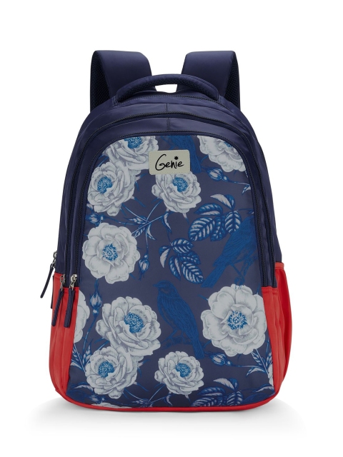 

Genie Girls Blue & White Floral Print 19inches Large Backpack
