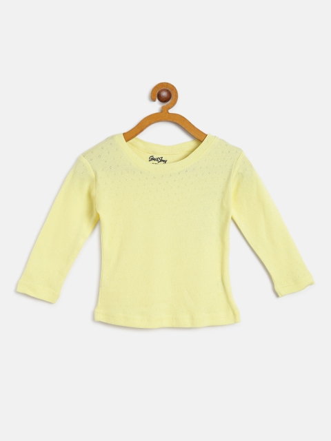 

Gini and Jony Girls Yellow Self Design Top