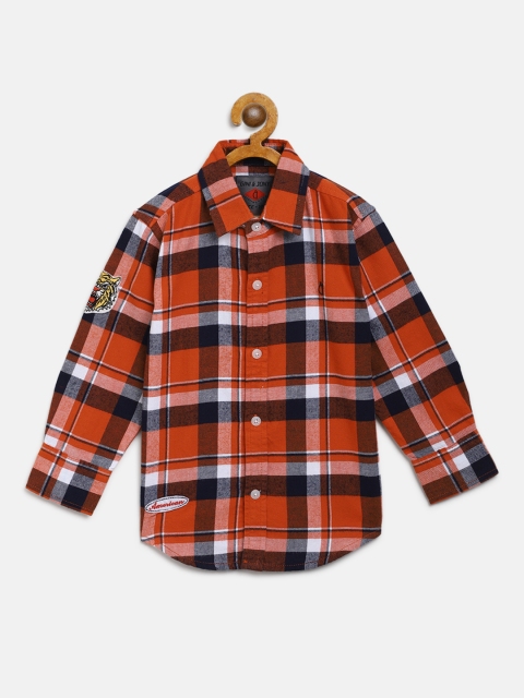 

Gini and Jony Boys Red & Navy Blue Regular Fit Checked Casual Shirt
