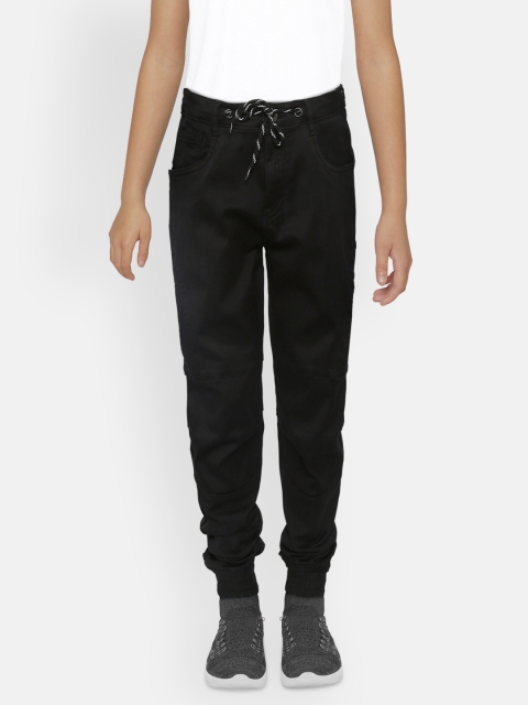 

Gini and Jony Boys Black Solid Jogger Mid-Rise Clean Look Stretchable Jeans
