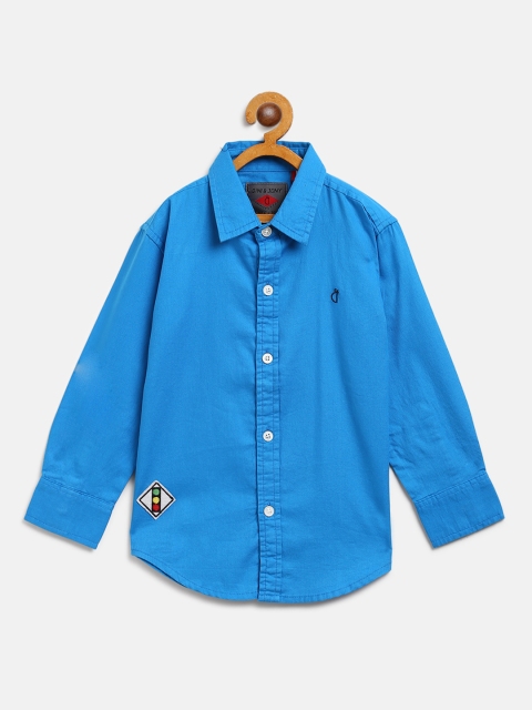 

Gini and Jony Boys Blue Regular Fit Solid Casual Shirt