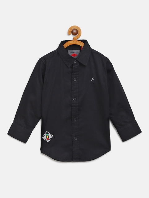 

Gini and Jony Boys Navy Blue Regular Fit Solid Casual Shirt