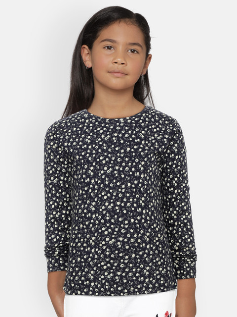 

Gini and Jony Girls Navy Blue & Off-White Ditsy Floral Print Round Neck T-shirt