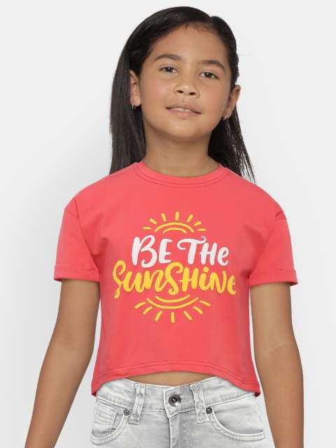 

Gini and Jony Girls Pink Printed Round Neck T-shirt