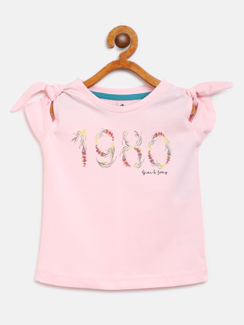 

Gini and Jony Girls Pink Printed Pure Cotton Top