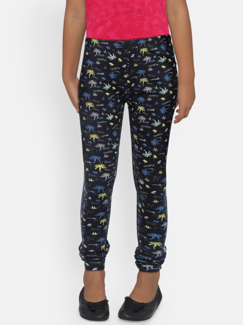 

Gini and Jony Girls Navy Blue Printed Leggings